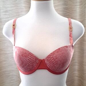 Stella McCartney | Pink snake skin pattern gold details women's bra 32C